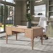 Pemberly Row Gold Accent 5-Drawer Wood Executive Desk Natural Brown Wood