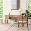 Pemberly Row Gold Accent 5-Drawer Wood Executive Desk Natural Brown Wood