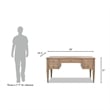 Pemberly Row Gold Accent 5-Drawer Wood Executive Desk Natural Brown Wood