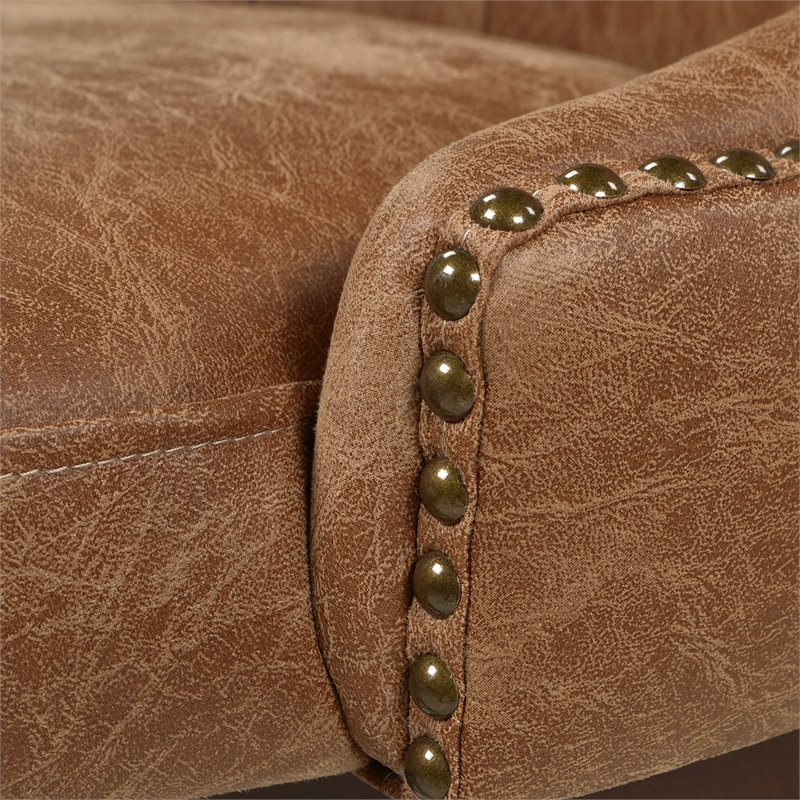 Pemberly Row Tufted High-Back 360 Swivel Counter-Height Barstool Tan Brown