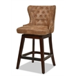 Pemberly Row Tufted High-Back 360 Swivel Counter-Height Barstool Tan Brown