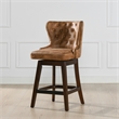 Pemberly Row Tufted High-Back 360 Swivel Counter-Height Barstool Tan Brown