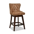 Pemberly Row Tufted High-Back 360 Swivel Counter-Height Barstool Tan Brown