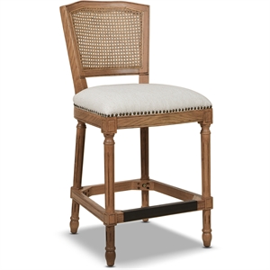Pemberly Row Modern Rattan Wicker Counter Bar Stool in White