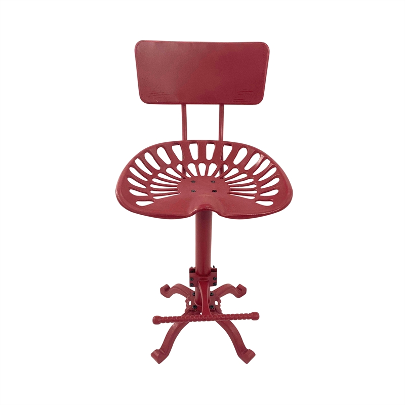 Pemberly Row Contemporary Tractor Seat Stool with Back in Red