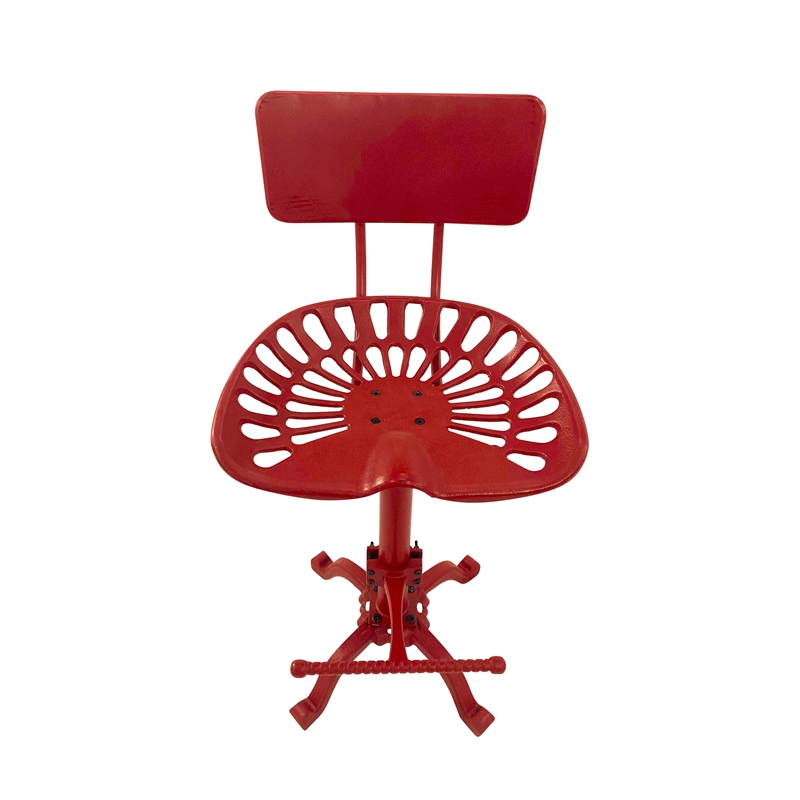 Pemberly Row Contemporary Tractor Seat Stool with Back in Red