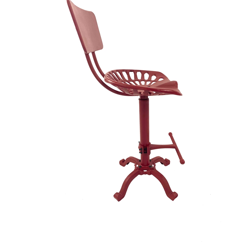 Pemberly Row Contemporary Tractor Seat Stool with Back in Red