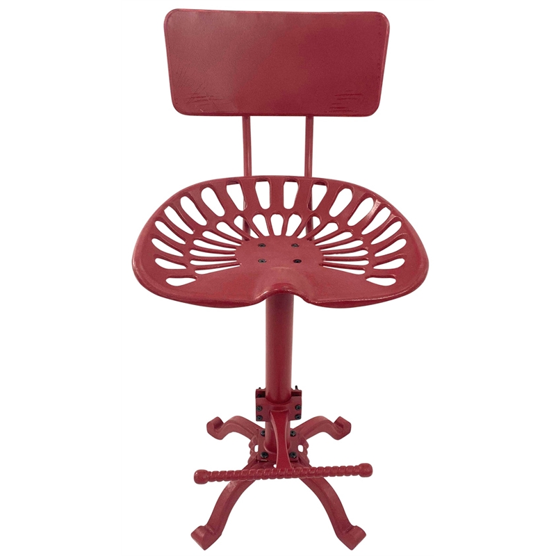 Pemberly Row Contemporary Tractor Seat Stool with Back in Red