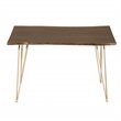 Pemberly Row Contemporary Live Edge Dining Table in Elm and Gold