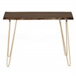 Pemberly Row Contemporary Live Edge Console Table in Elm and Gold
