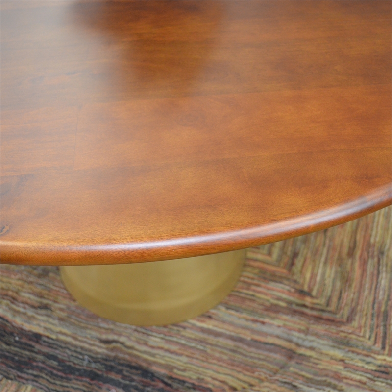 Pemberly Row Contemporary 54 In Pedestal Dining Table in Elm/Gold