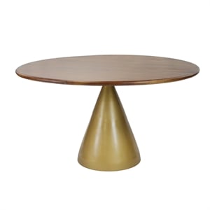 Pemberly Row Contemporary 54 In Pedestal Dining Table in Elm/Gold