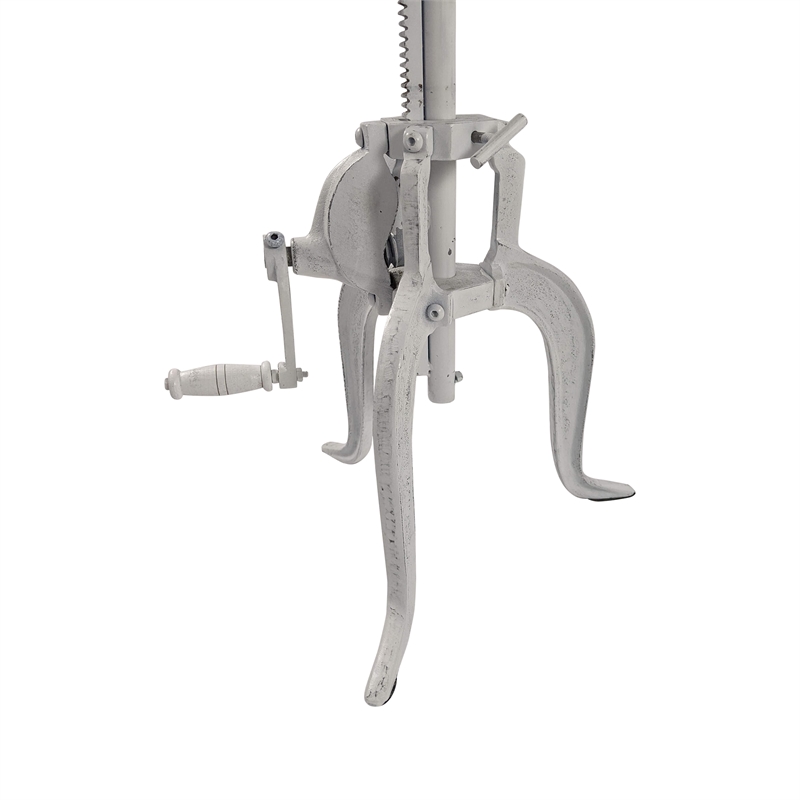 Pemberly Row Contemporary Adjustable Crank Accent Table in Whitewash