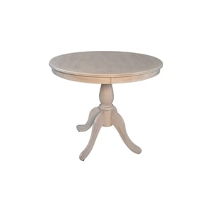 Pemberly Row Contemporary 36&quot Round Pedestal Dining Table in Whitewash