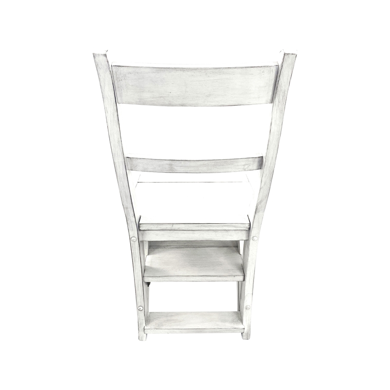Pemberly Row Contemporary Antique Folding Library Ladder Chair in White