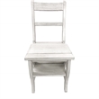 Pemberly Row Contemporary Antique Folding Library Ladder Chair in White