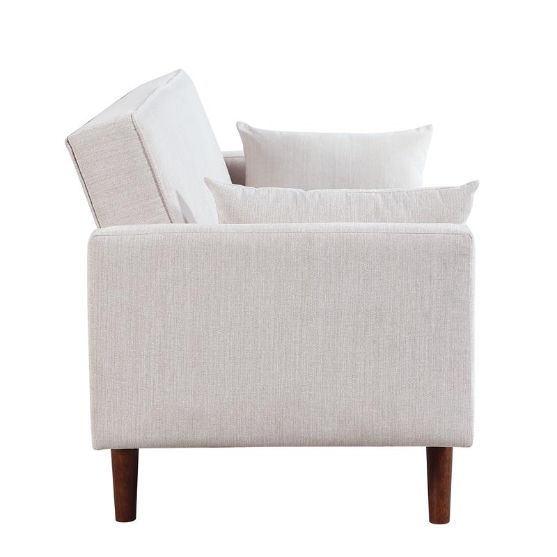 Pemberly Row Contemporary Convertible Sleeper Sofa with Pillows in Beige