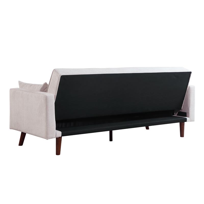 Pemberly Row Contemporary Convertible Sleeper Sofa with Pillows in Beige