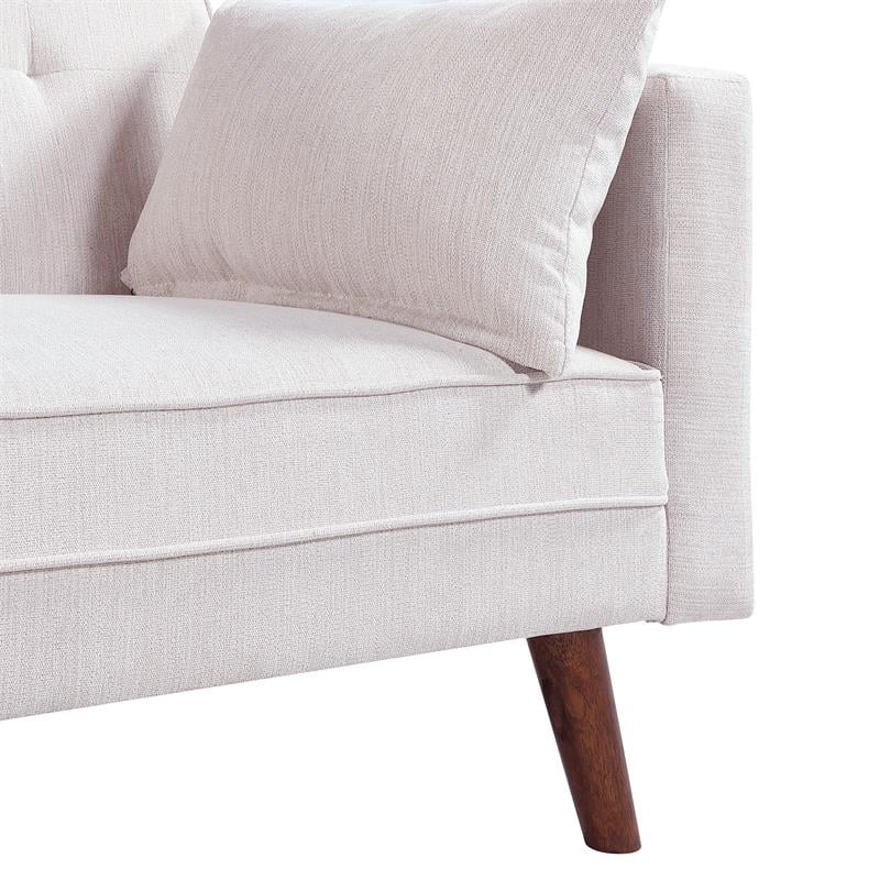 Pemberly Row Contemporary Convertible Sleeper Sofa with Pillows in Beige