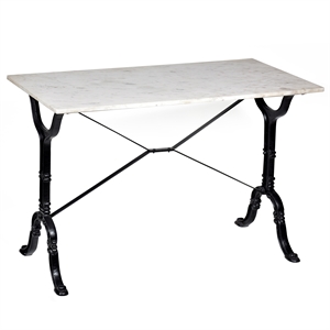 Pemberly Row Contemporary White Marble Top Rectangular Console Table in White