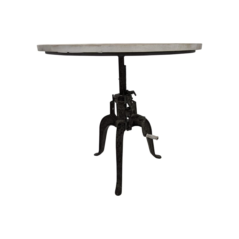 Pemberly Row Contemporary Adjustable Crank Table in Natural Driftwood/Aged Iron