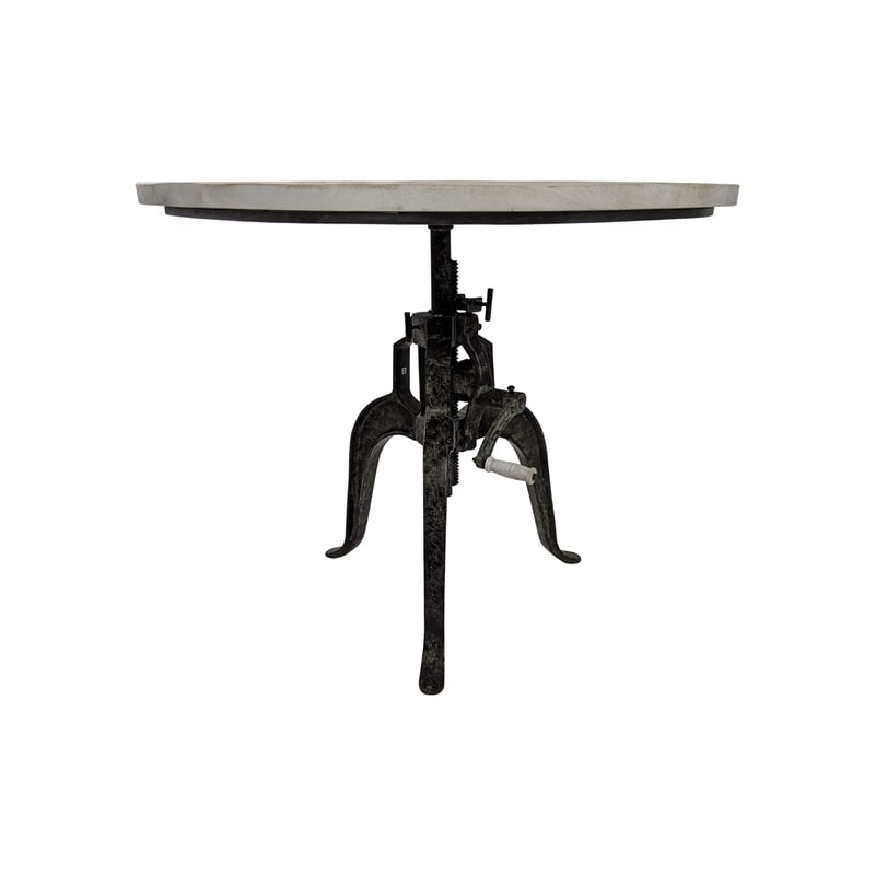 Pemberly Row Contemporary Adjustable Crank Table in Natural Driftwood/Aged Iron