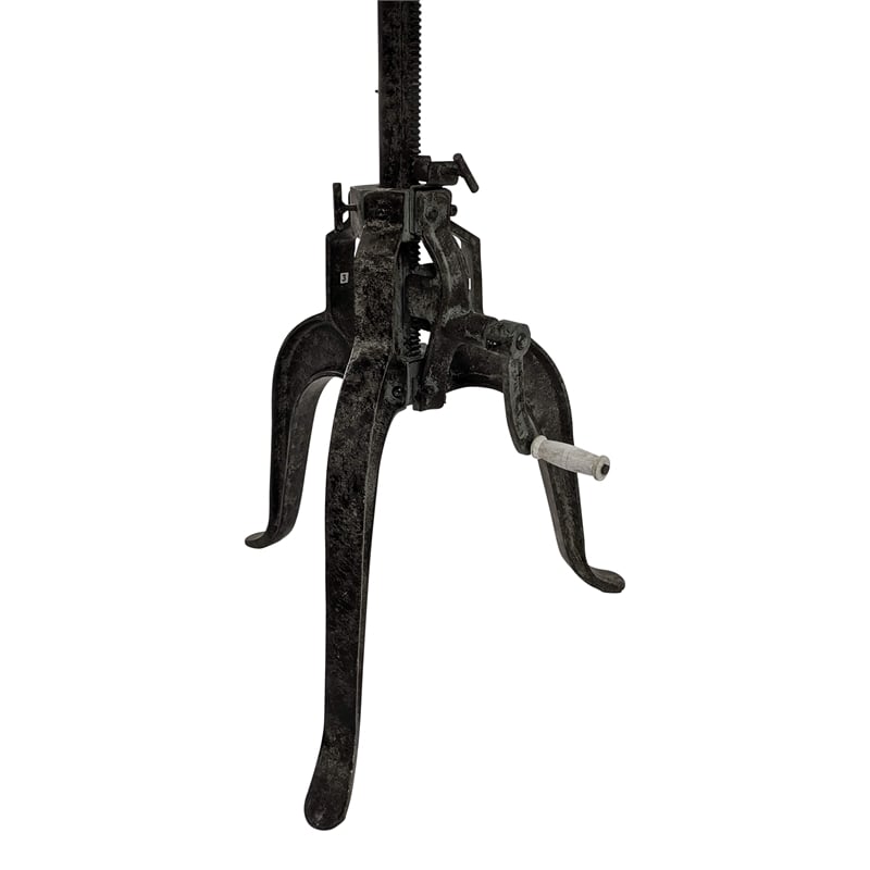 Pemberly Row Contemporary Adjustable Crank Table in Natural Driftwood/Aged Iron