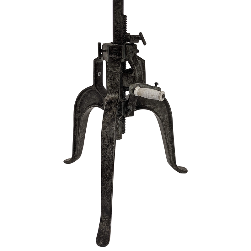 Pemberly Row Contemporary Adjustable Crank Table in Natural Driftwood/Aged Iron