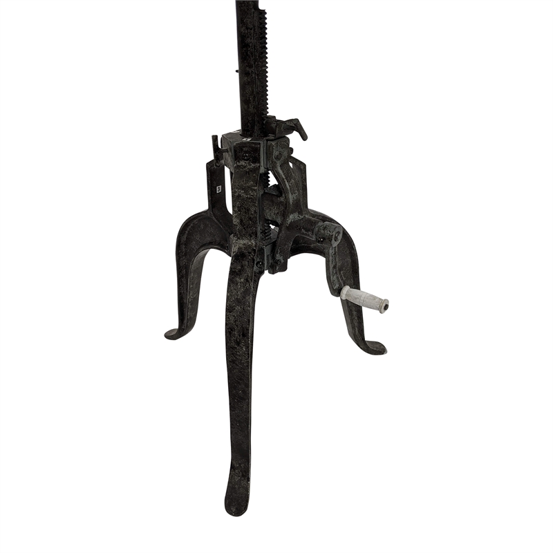 Pemberly Row Contemporary Adjustable Crank Table in Natural Driftwood/Aged Iron