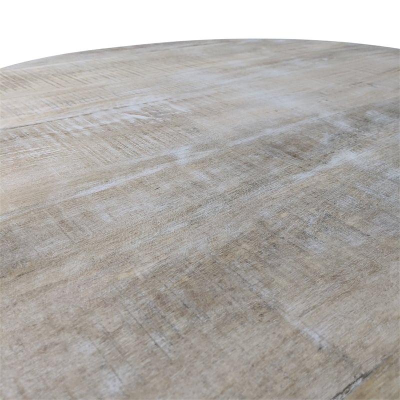 Pemberly Row Contemporary Adjustable Crank Table in Natural Driftwood/Aged Iron