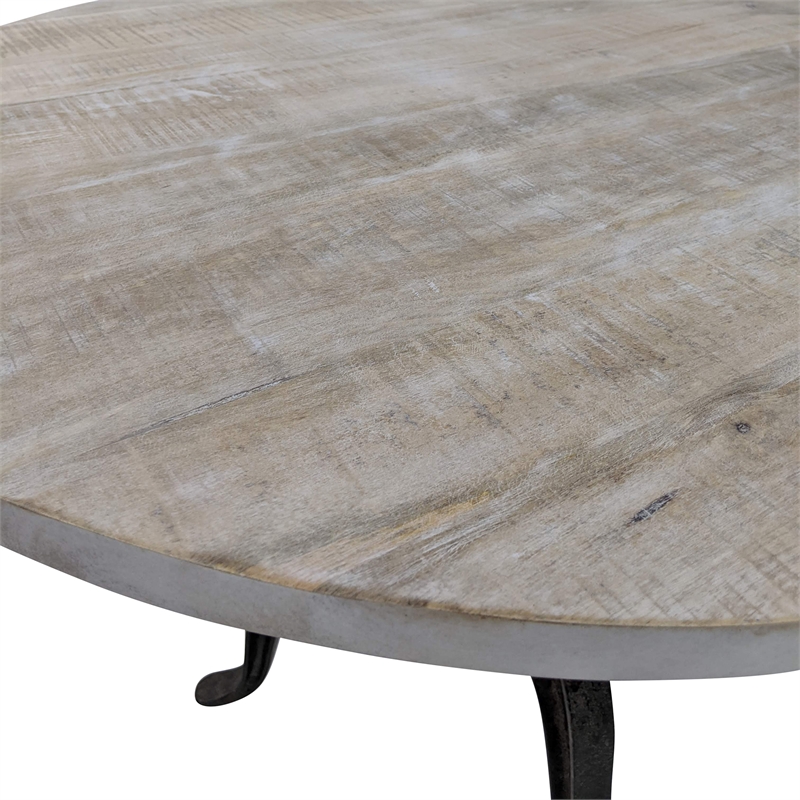 Pemberly Row Contemporary Adjustable Crank Table in Natural Driftwood/Aged Iron