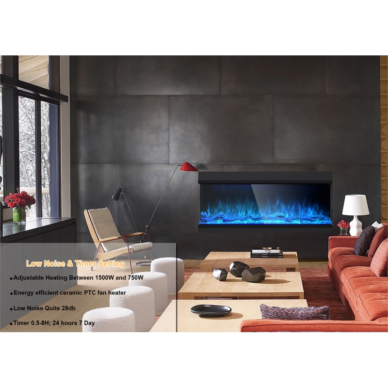 Pemberly Row 3 Sided Electric Fireplace with Remote Control in Black