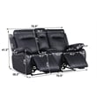 Pemberly Row Manual Faux Leather Recliner Loveseat Sofa w/ Drink Holder in Black