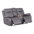 Pemberly Row Manual Faux Leather Recliner Loveseat Sofa w/ Drink Holder in Gray