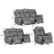Pemberly Row Recliner Sofa Faux Leather 3 Pieces Manual Recliners Couch Set Gray