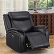 Pemberly Row Leather Recliner Arm Chair Power Reclining Sofa Chair in Black