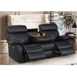 Pemberly Row Power Recliner Sofa Leather 3 Seater Theater Couch in Black