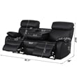 Pemberly Row Power Recliner Sofa Leather 3 Seater Theater Couch in Black