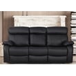 Pemberly Row Power Recliner Sofa Leather 3 Seater Theater Couch in Black