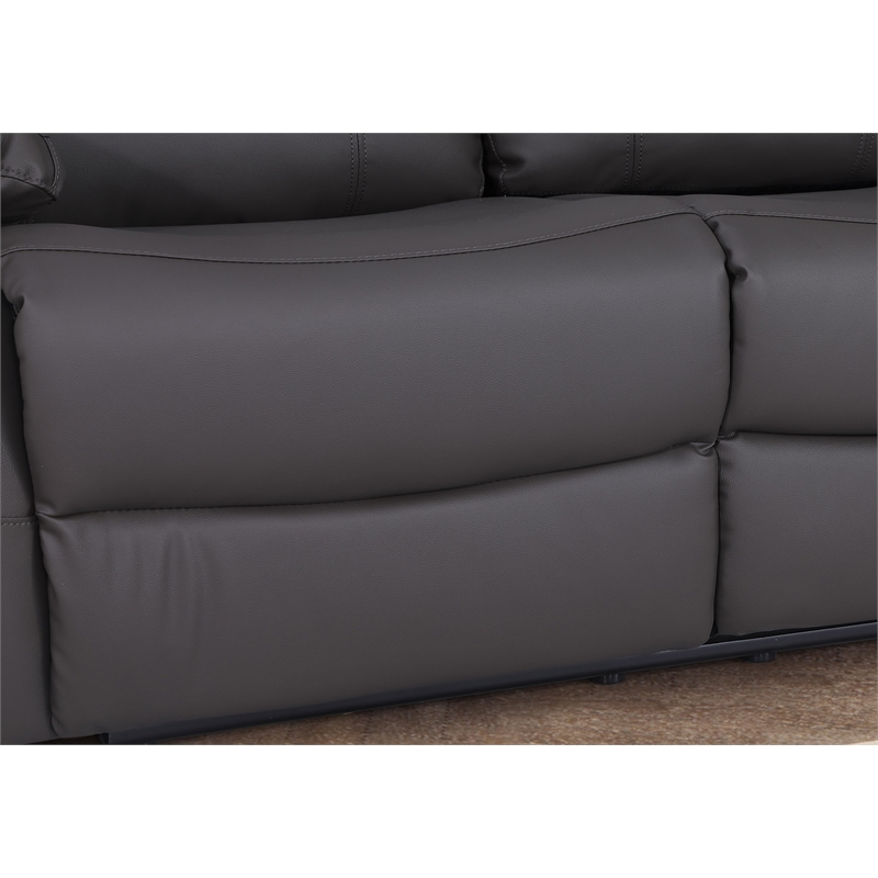 Pemberly Row Leather Recliner Sofa Power 3 Seater Recliner Couch in Gray