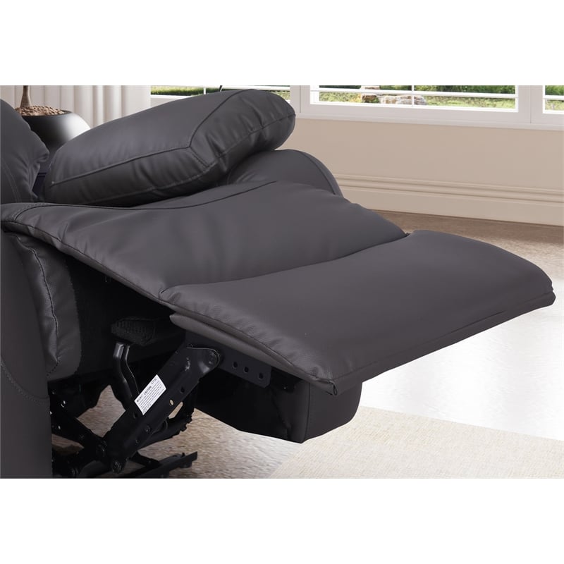 Pemberly Row Leather Recliner Sofa Power 3 Seater Recliner Couch in Gray