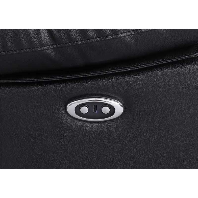 Pemberly Row Leather Recliner Loveseat Power Lift Reclining Sofa in Black