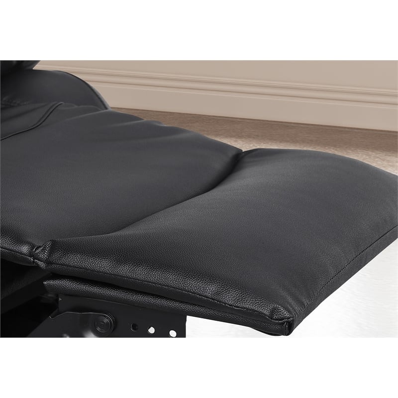 Pemberly Row Leather Recliner Loveseat Power Lift Reclining Sofa in Black