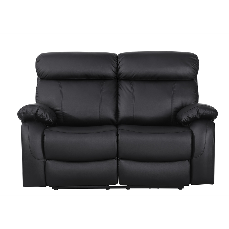 Pemberly Row Leather Recliner Loveseat Power Lift Reclining Sofa in Black