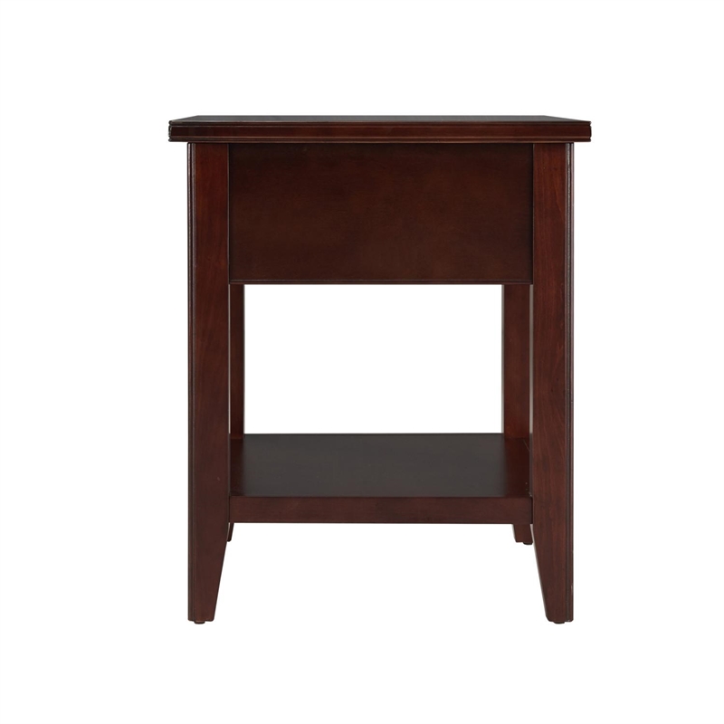 Pemberly Row End Table with Locking Drawer in Chocolate Cherry