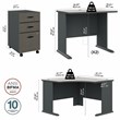 Pemberly Row Corner Desk with Mobile File in Slate/White - Engineered Wood