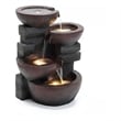 Pemberly Row Pots Glass Water Fountain with Led Light in Gray