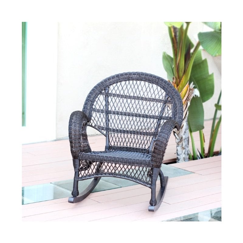 Pemberly Row Modern / Contemporary Rocker Wicker Chair in Espresso