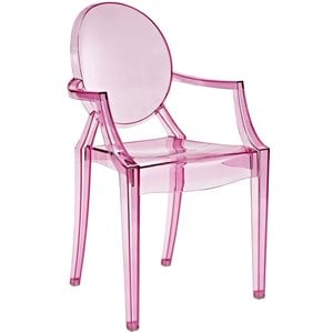 Pemberly Row 18.5&quot Modern Plastic Dining Armchair in Pink Finish