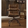 Pemberly Row Modern Leather Swivel Office Chair in Vintage Brown
